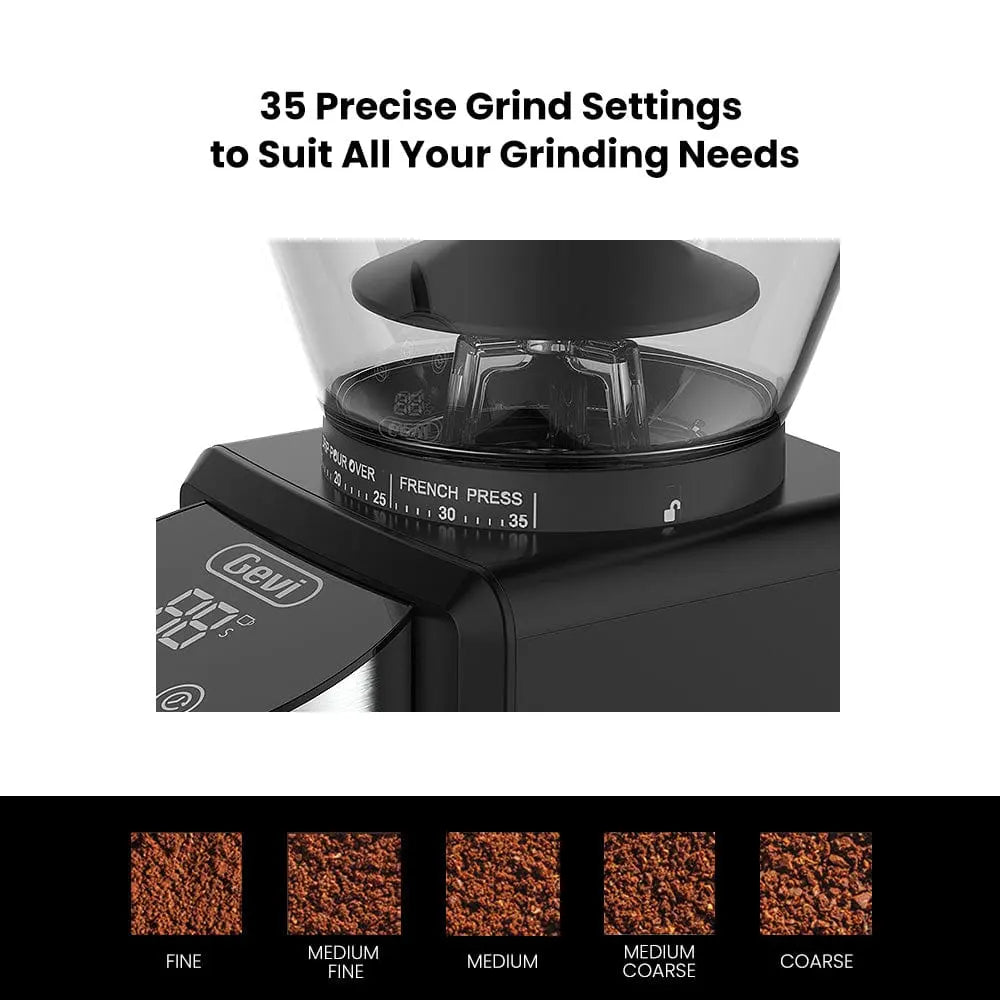 Gevi Burr Coffee Grinder for Espresso, Drip, Percolator, French Press, American, Turkish Coffee CGA0