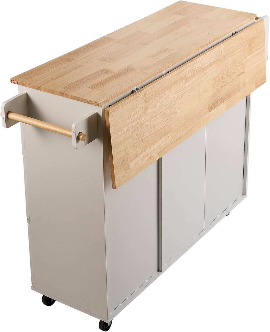 Kitchen Island Cart with Solid Wood Top, 35.4" Width Mobile Carts with Storage Cabinet, Rolling Kitchen Table with Spice Rack, Towel Rack, and Drawer, Portable Islands on Wheels, White | Rolling Kitchen Table with Storage Cabinet, Spice Rack, Towel