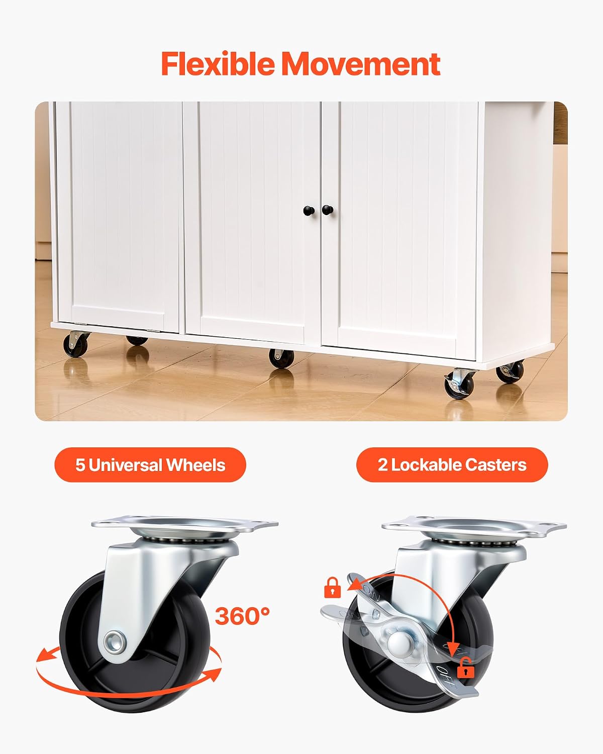 Kitchen Island Cart with Solid Wood Top, 35.4" Width Mobile Carts with Storage Cabinet, Rolling Kitchen Table with Spice Rack, Towel Rack, and Drawer, Portable Islands on Wheels, White | Rolling Kitchen Table with Storage Cabinet, Spice Rack, Towel