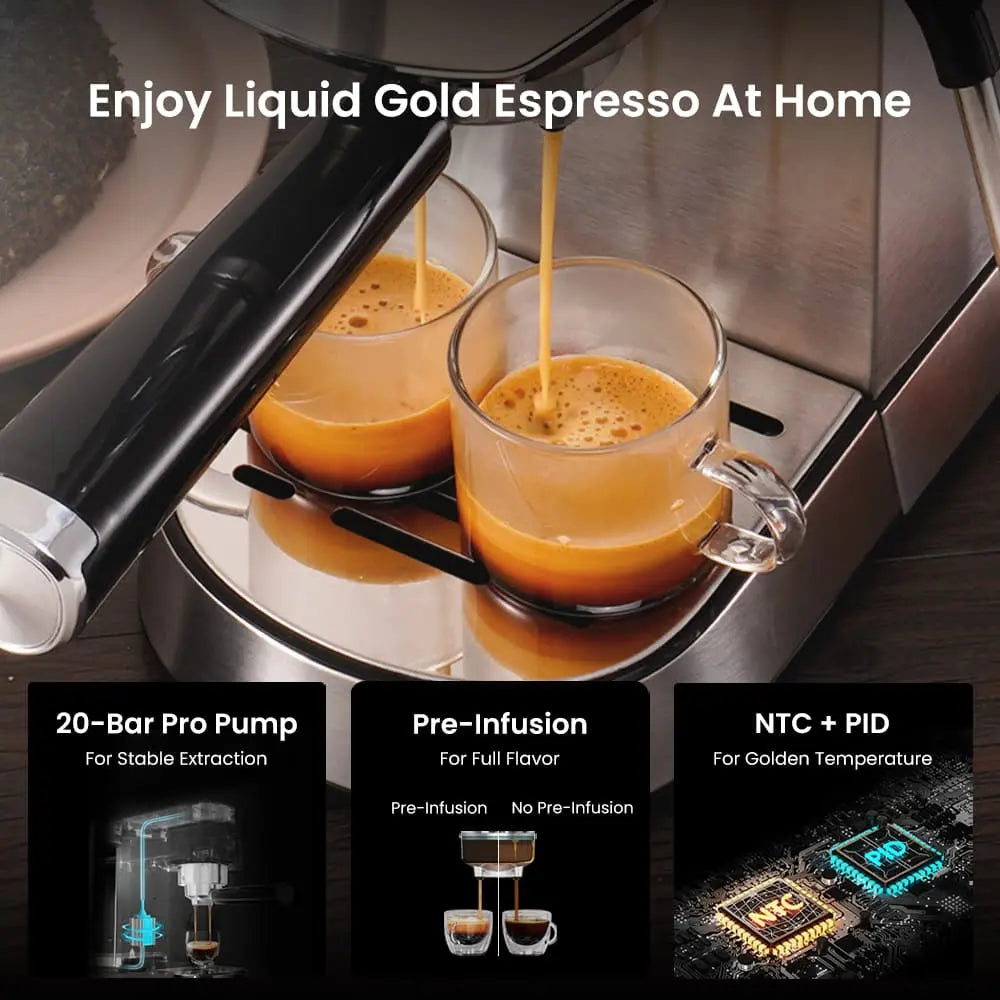 Compact Espresso Coffee Machine with Milk Frother ECMG0