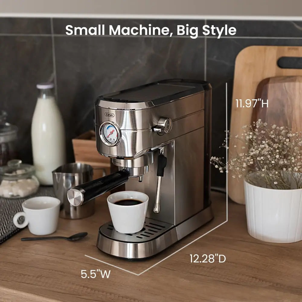 Compact Espresso Coffee Machine with Milk Frother ECMG0