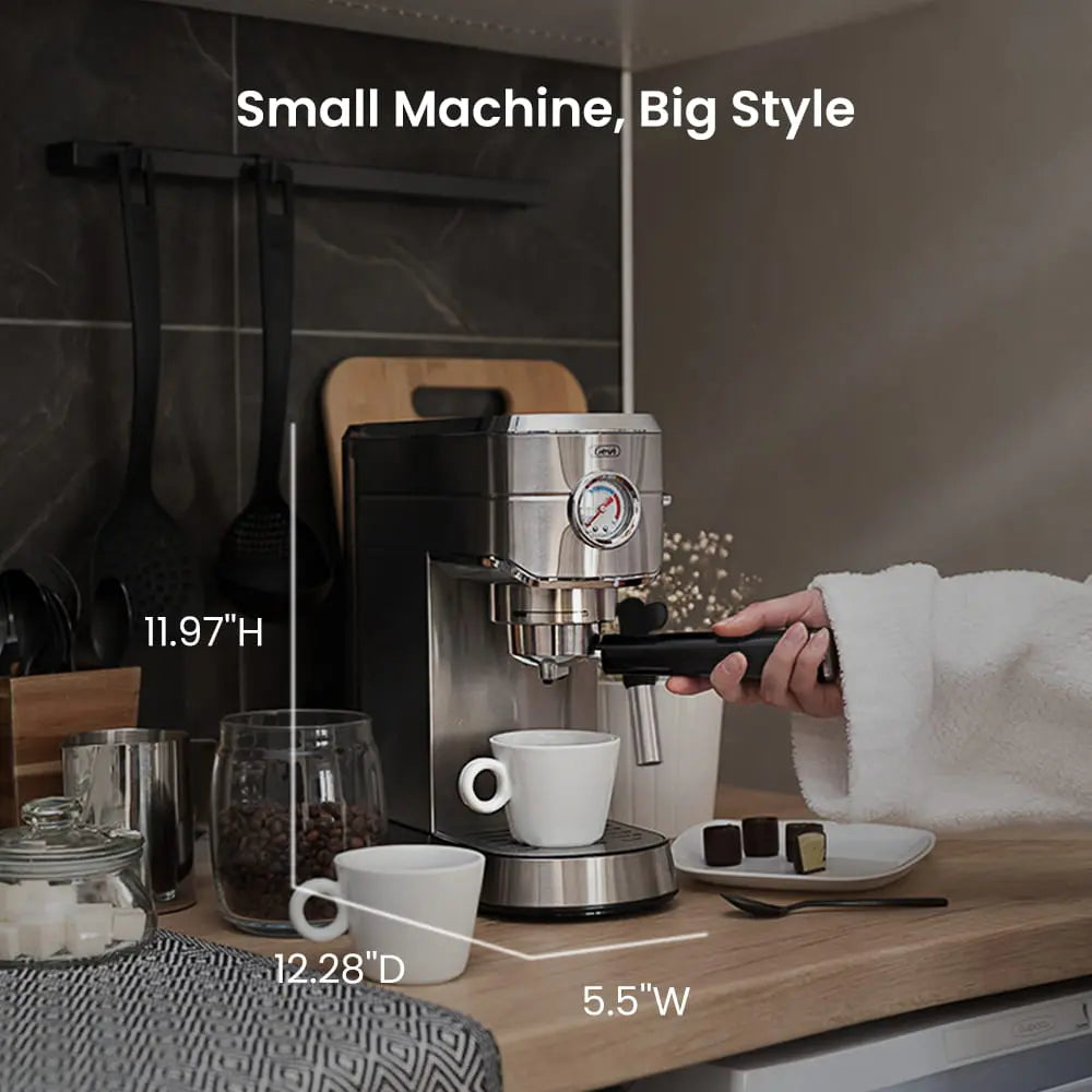 Compact Espresso Coffee Machine with Milk Steam Wand ECMA0