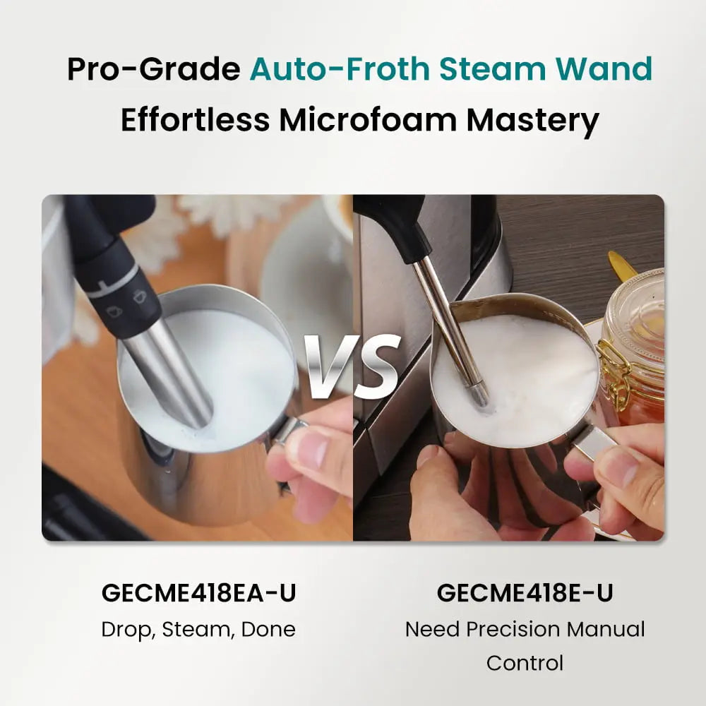 Compact Espresso Coffee Machine with Milk Steam Wand ECMA0