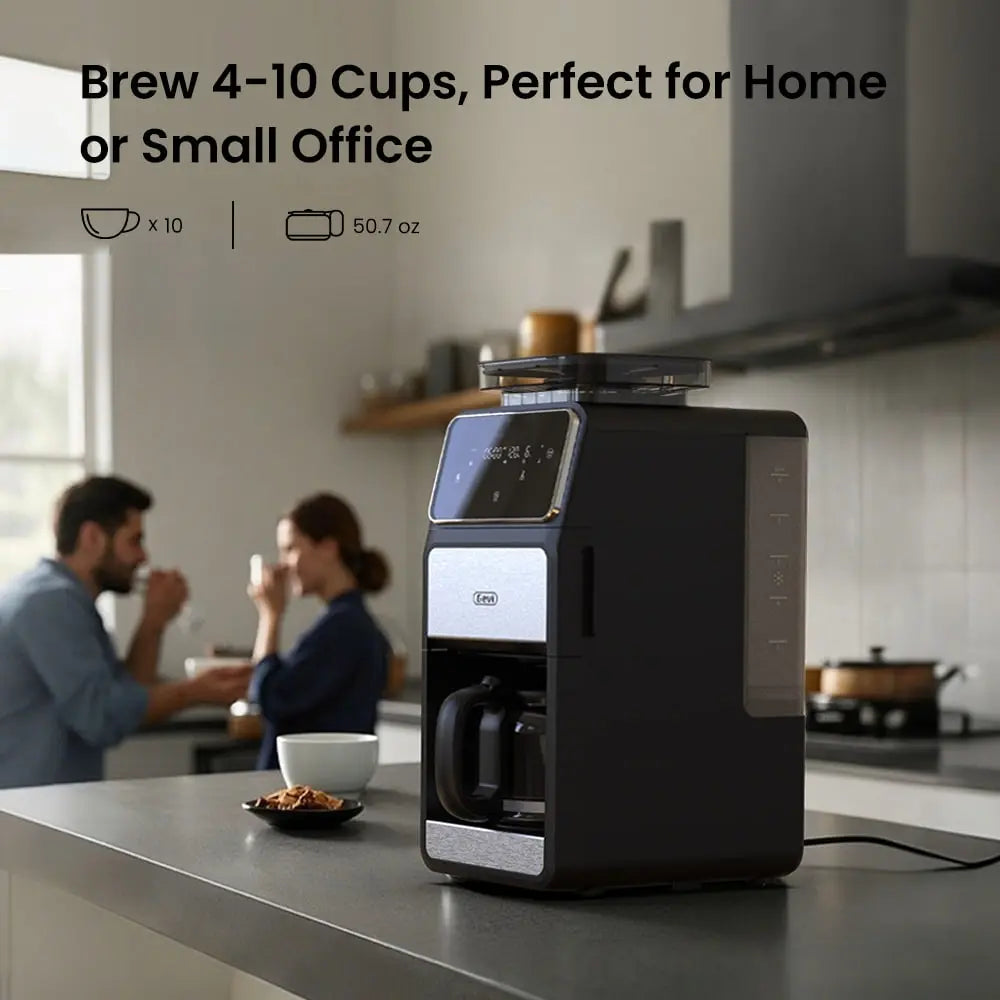 GEVI 10-Cup Drip Coffee Maker Machine with Grinder and LED Touchscreen DCMF0