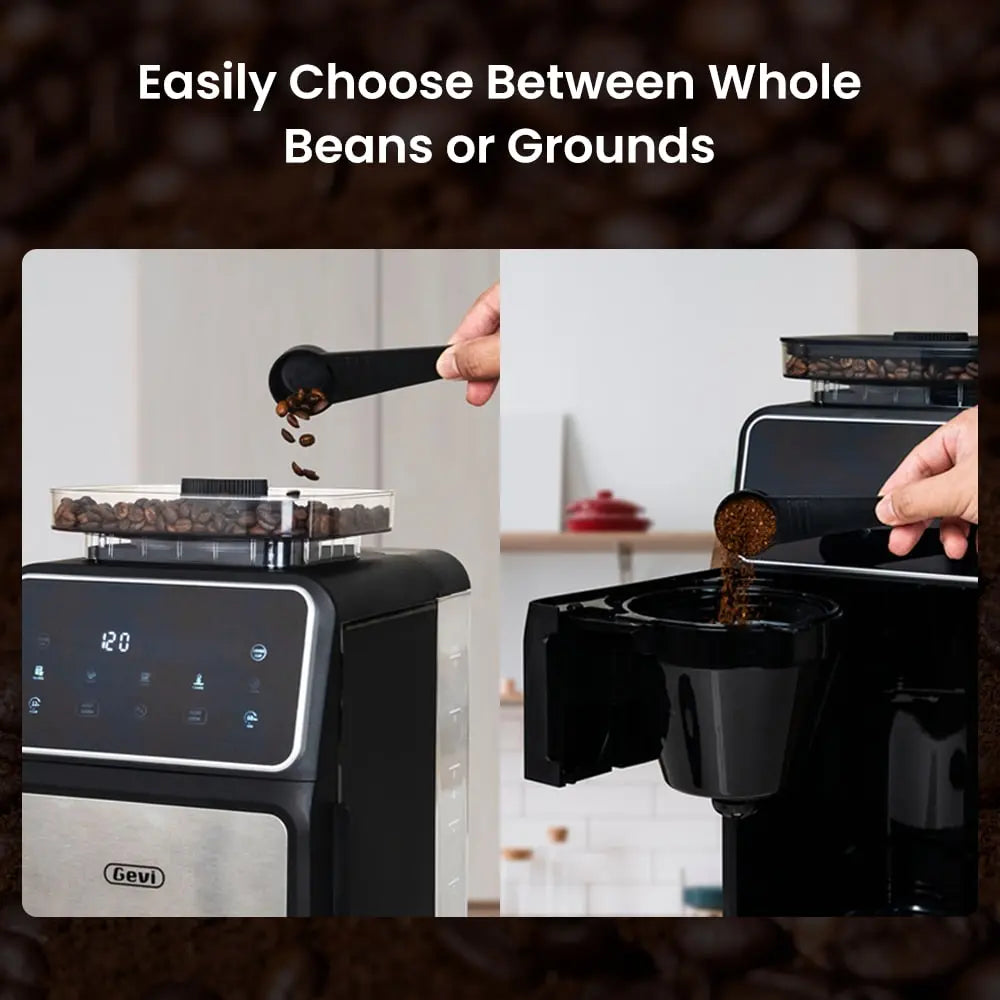 GEVI 10-Cup Drip Coffee Maker Machine with Grinder and LED Touchscreen DCMF0