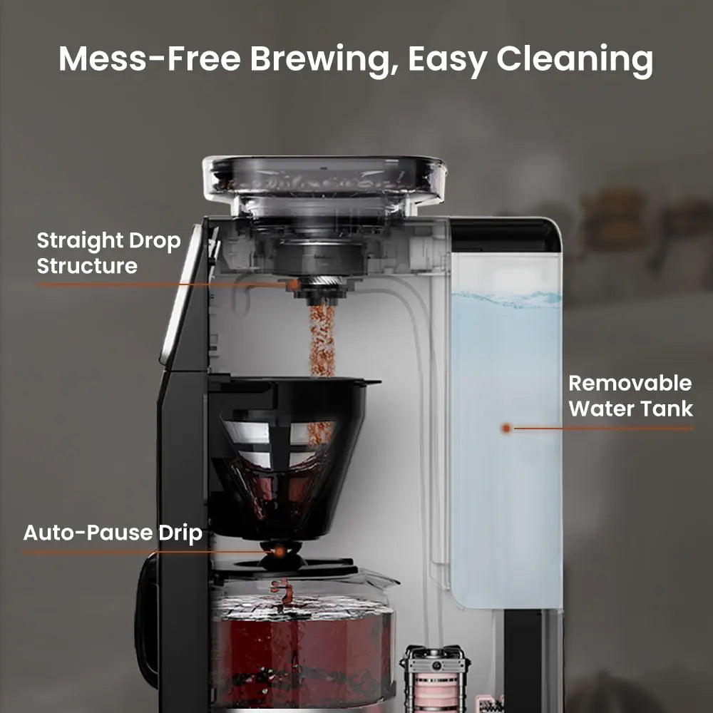 GEVI 10-Cup Drip Coffee Maker Machine with Grinder and LED Touchscreen DCMF0
