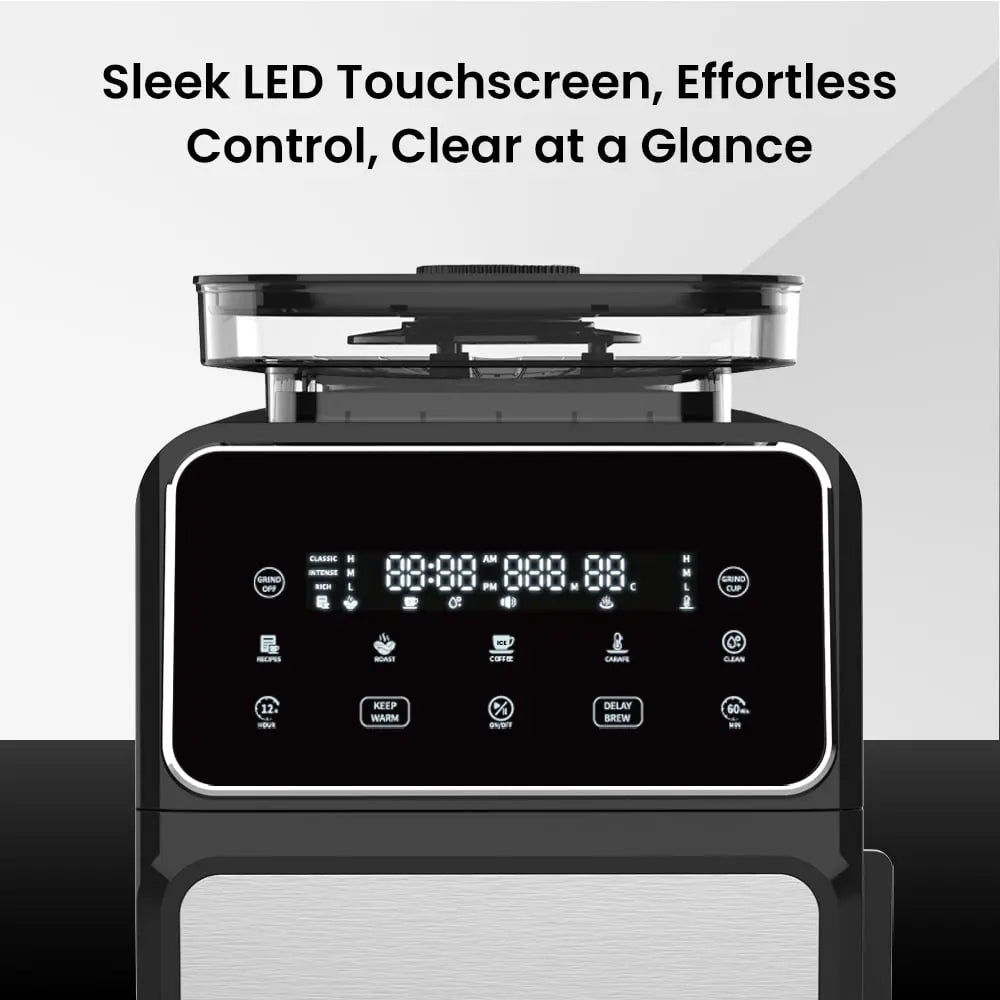 GEVI 10-Cup Drip Coffee Maker Machine with Grinder and LED Touchscreen DCMF0