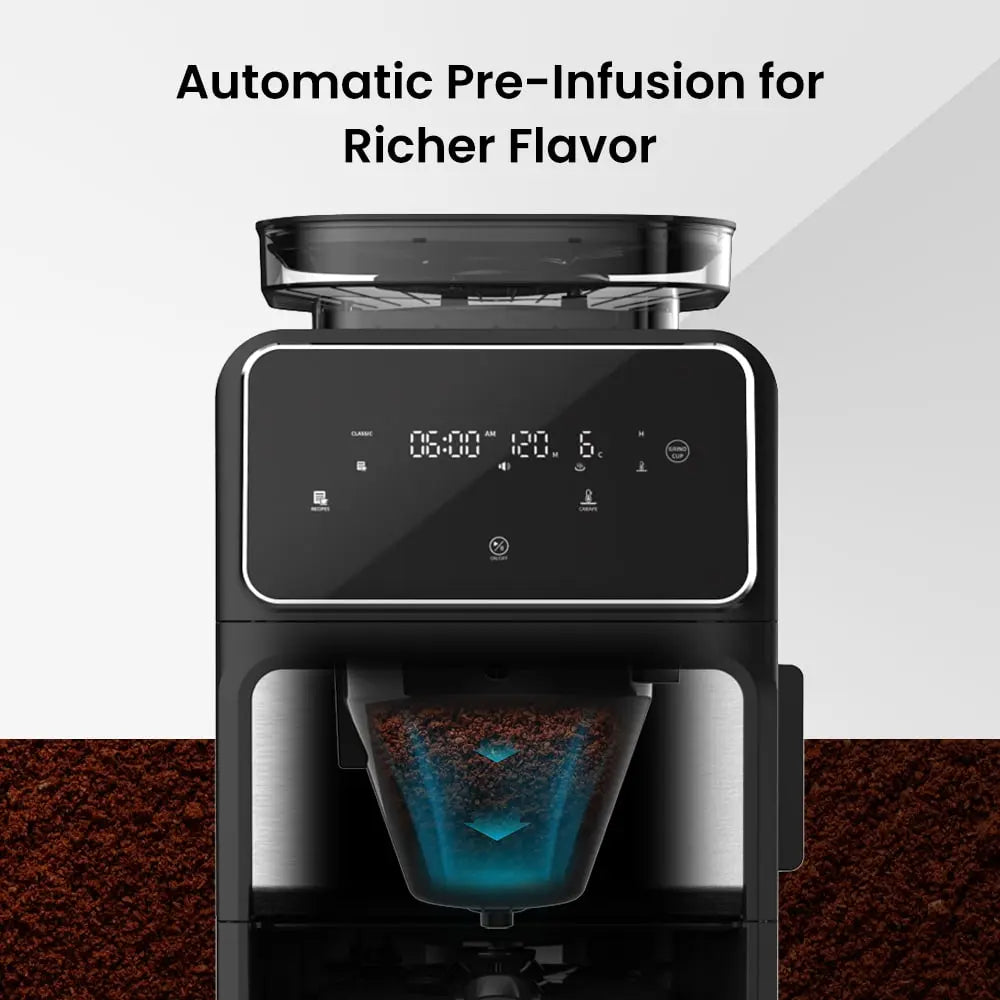 GEVI 10-Cup Drip Coffee Maker Machine with Grinder and LED Touchscreen DCMF0