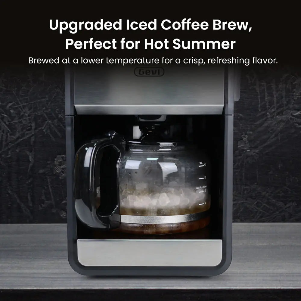GEVI 10-Cup Drip Coffee Maker Machine with Grinder and LED Touchscreen DCMF0
