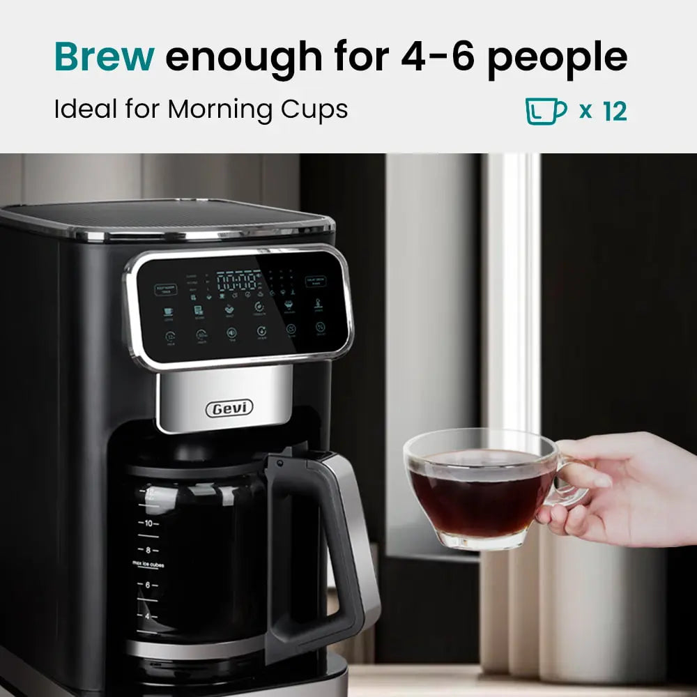 GEVI 12-Cup Programmable  Drip Coffee Maker Machine with LED Touchscreen DCMA0