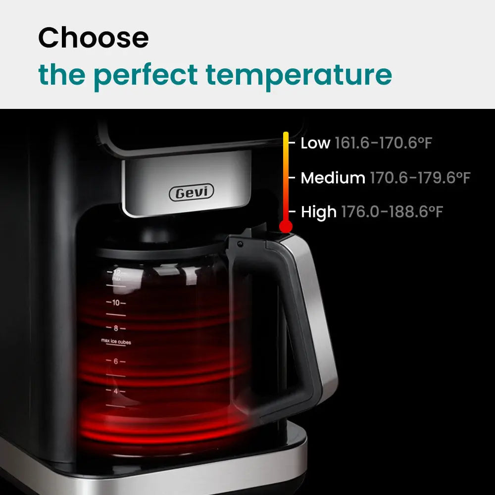 GEVI 12-Cup Programmable  Drip Coffee Maker Machine with LED Touchscreen DCMA0