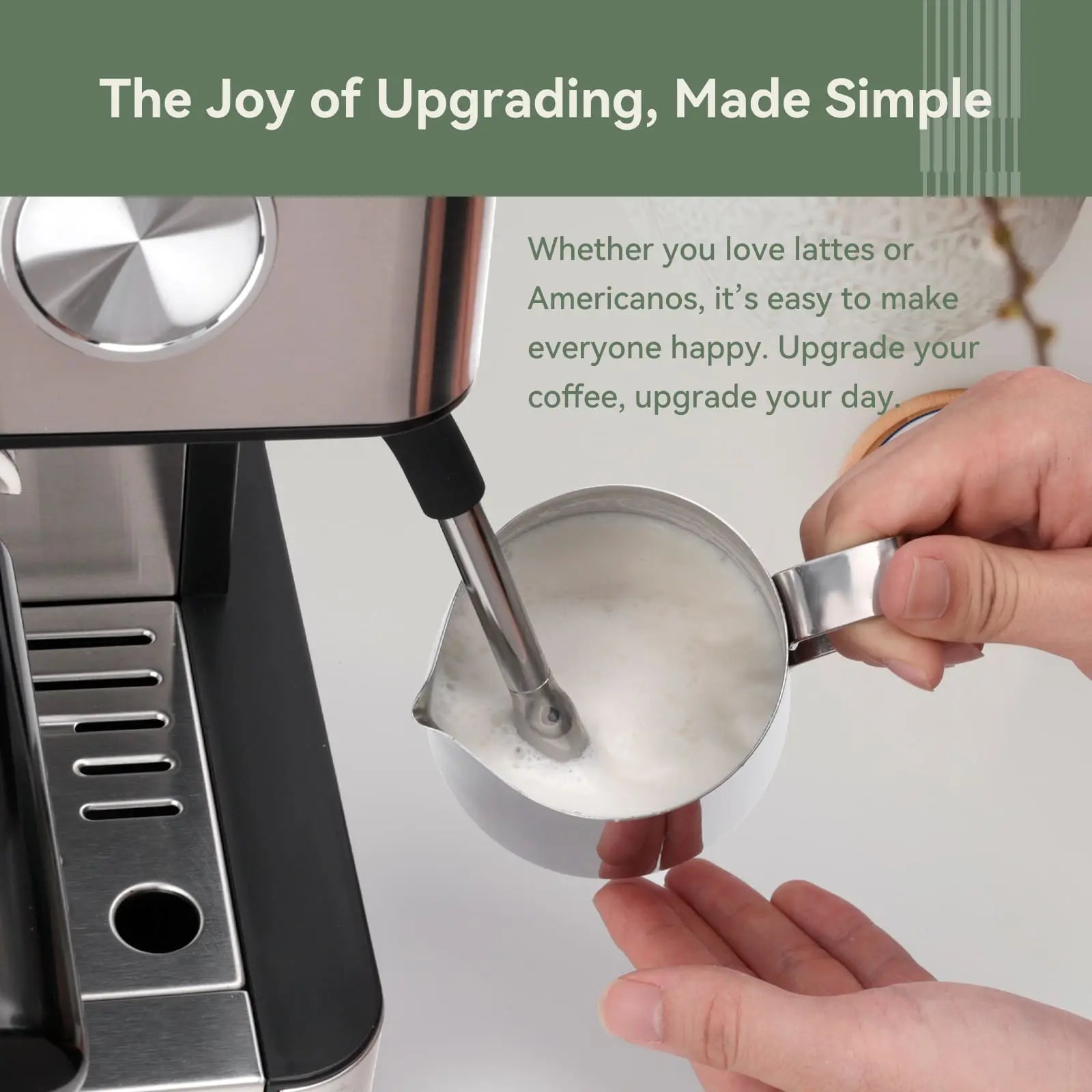 GEVI 20 Bar Espresso Maker with  Built-in Bean Grinder & Milk Frother ECMI0