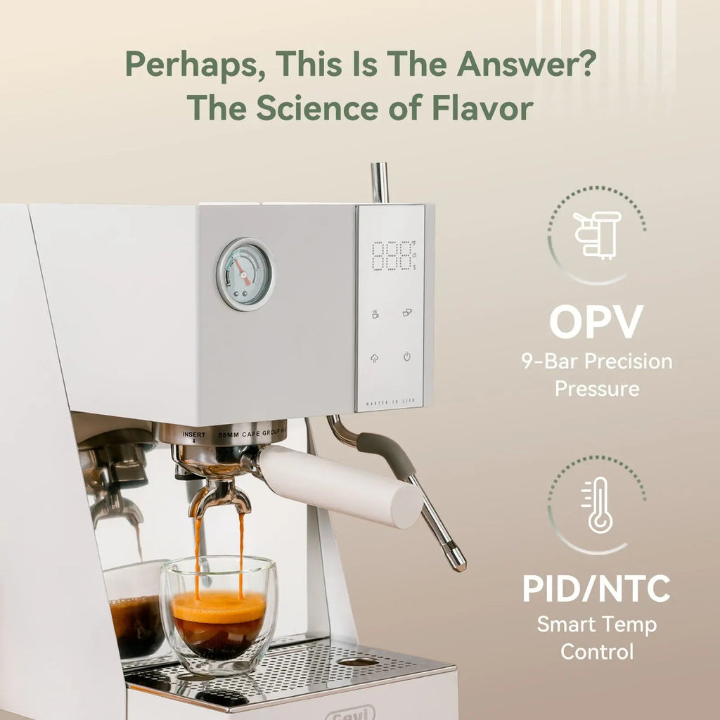 GEVI 20 Bar Semi Automatic Espresso Coffee Machine with OPV and Dual Display Touch Screen ECMN0