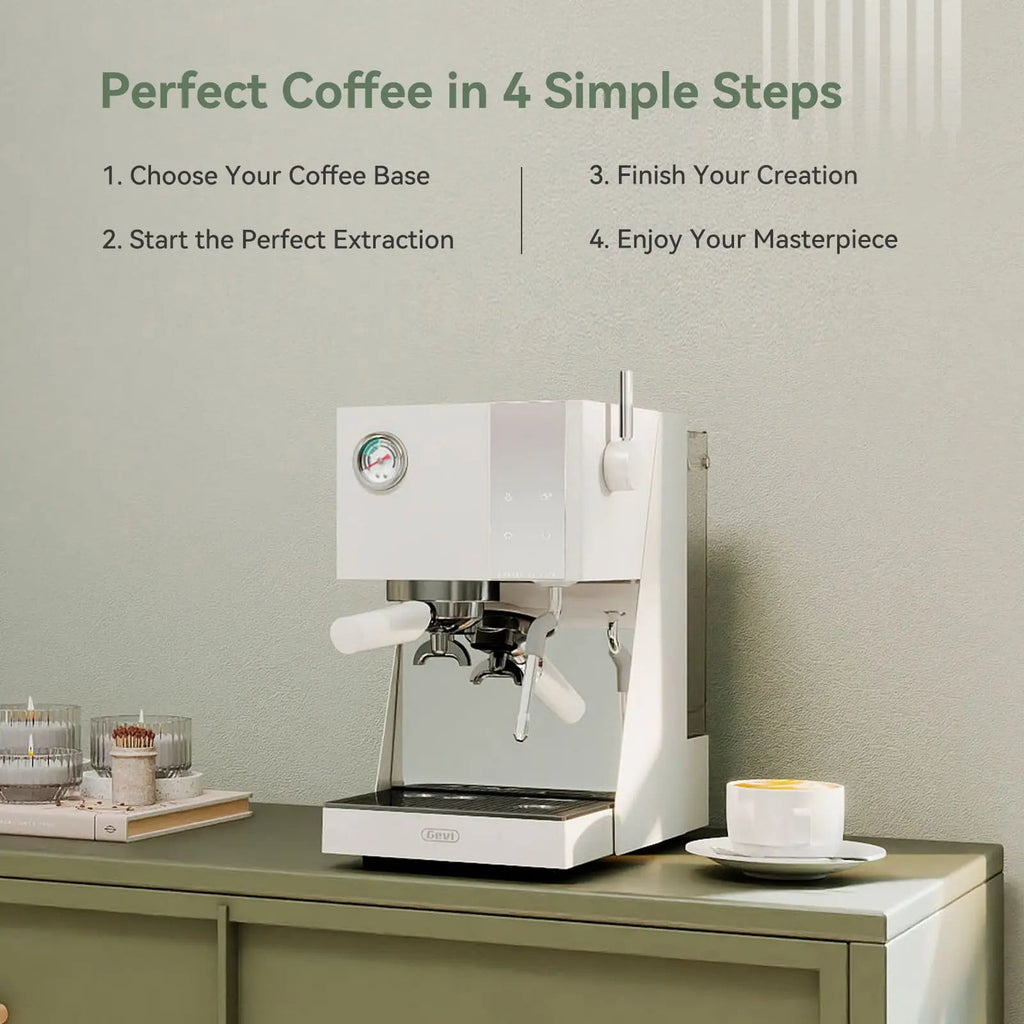 GEVI 20 Bar Semi Automatic Espresso Coffee Machine with OPV and Dual Display Touch Screen ECMN0