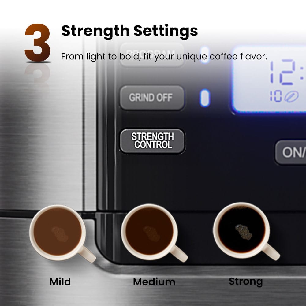 GEVI Programmable 10-Cup Grind & Brew Coffee Maker Machine with Built-in Grinder DCMB0