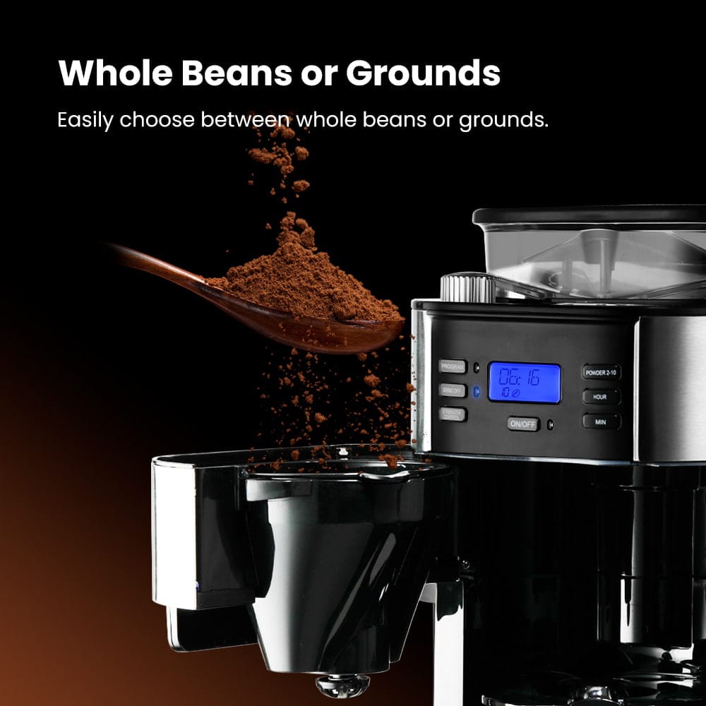 GEVI Programmable 10-Cup Grind & Brew Coffee Maker Machine with Built-in Grinder DCMB0