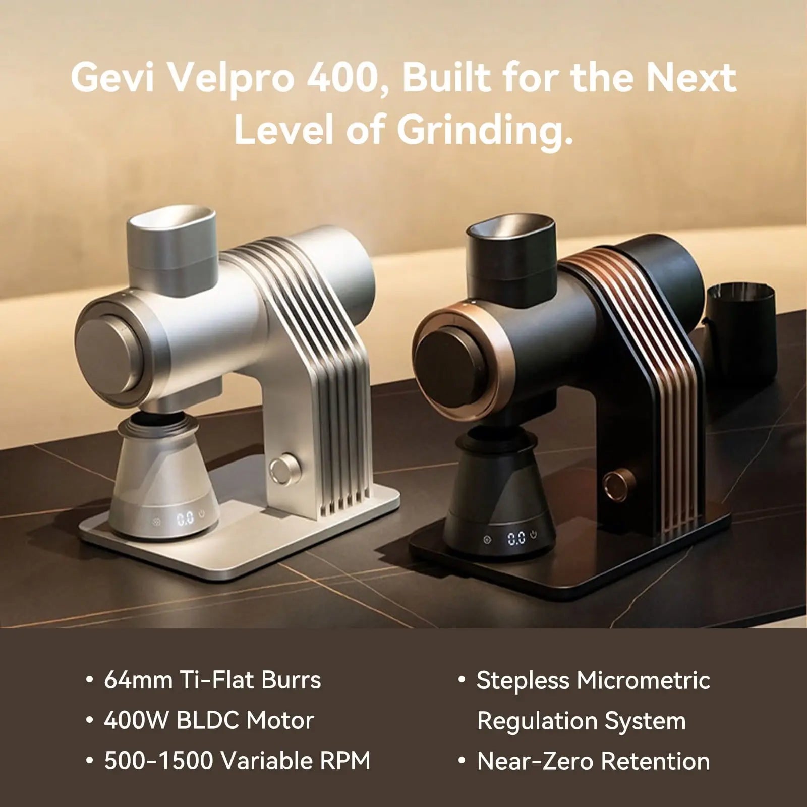 Gevi GrindMaster Ultimate Stepless Coffee Grinder VelPro 400
