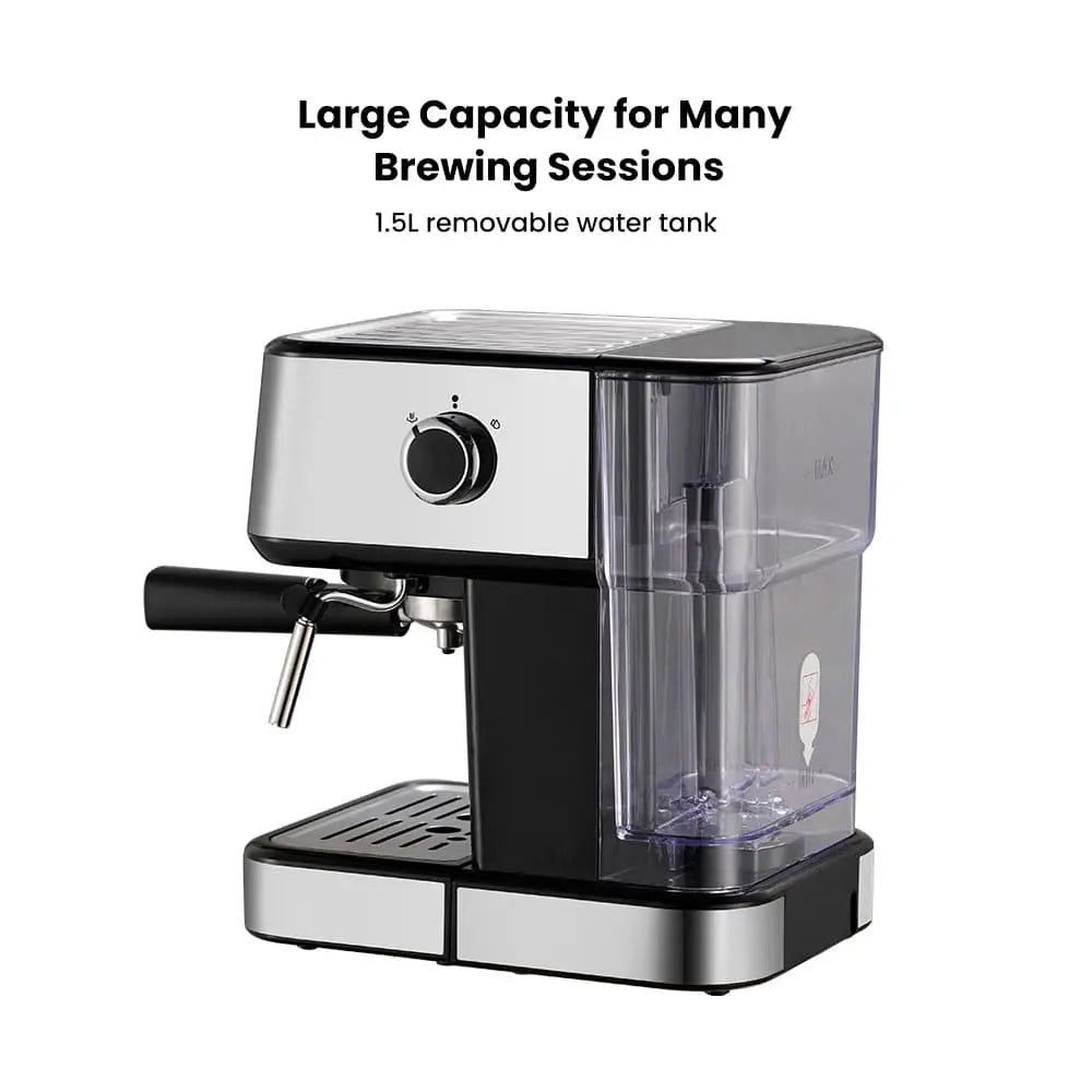 GEVI 2-in-1 Espresso Machine with Milk Frother Wand and Dual Temperature Control 20 Bar ECMD0