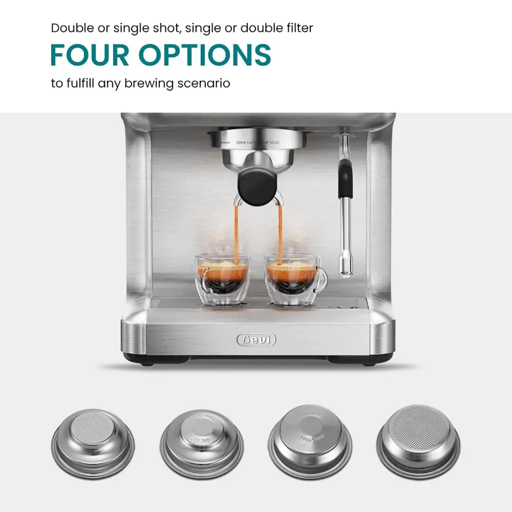 GEVI Ezbru 1000 Espresso Coffee Maker Machine with Pre-infusion ECMC0